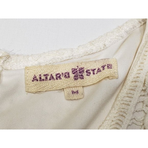 Altar’d State Womens Dress Round Neck Sleeveless Crochet Lace Off-White Size M - Picture 4 of 8